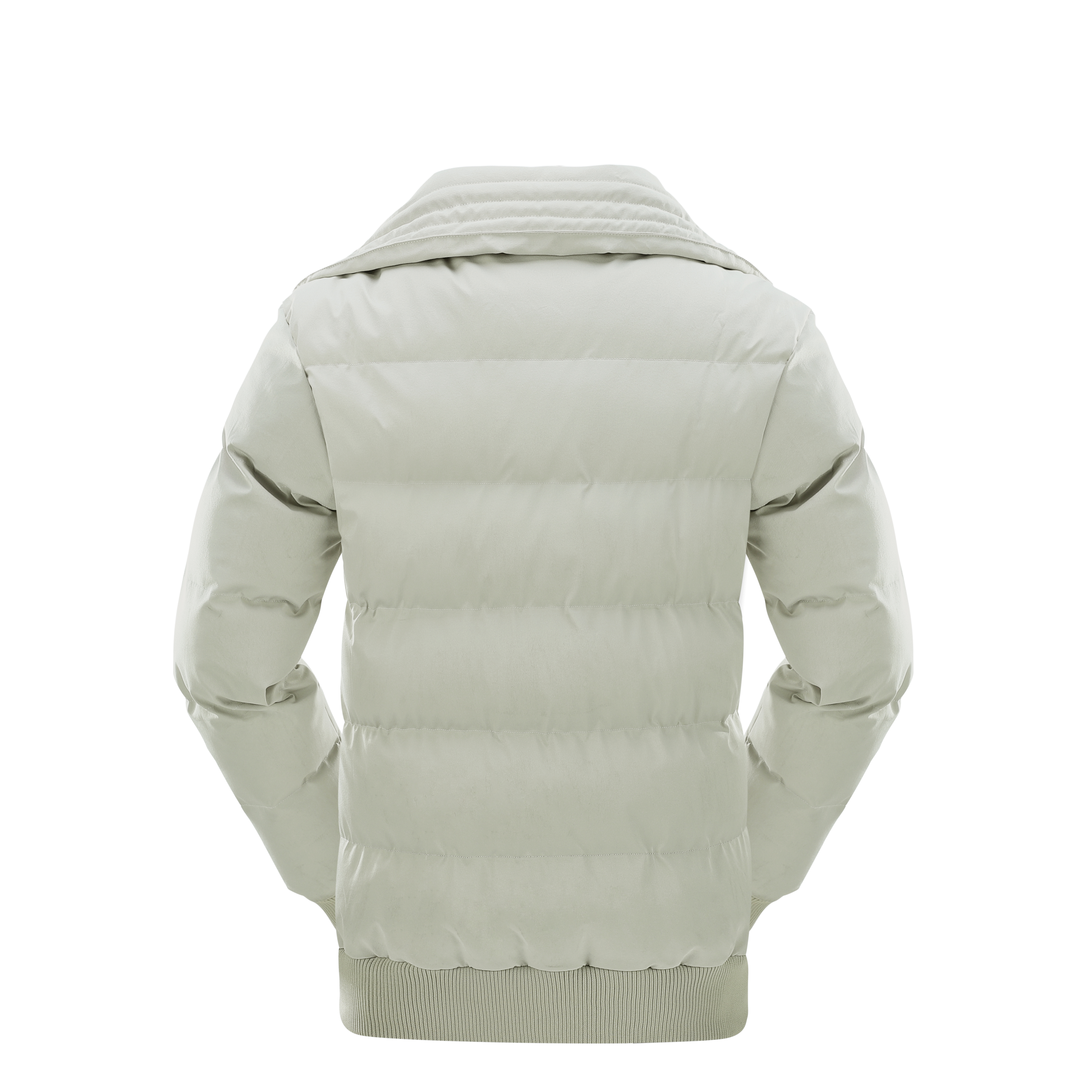 Men's Light Gray Winter Coat with Zipper and Flap Pockets