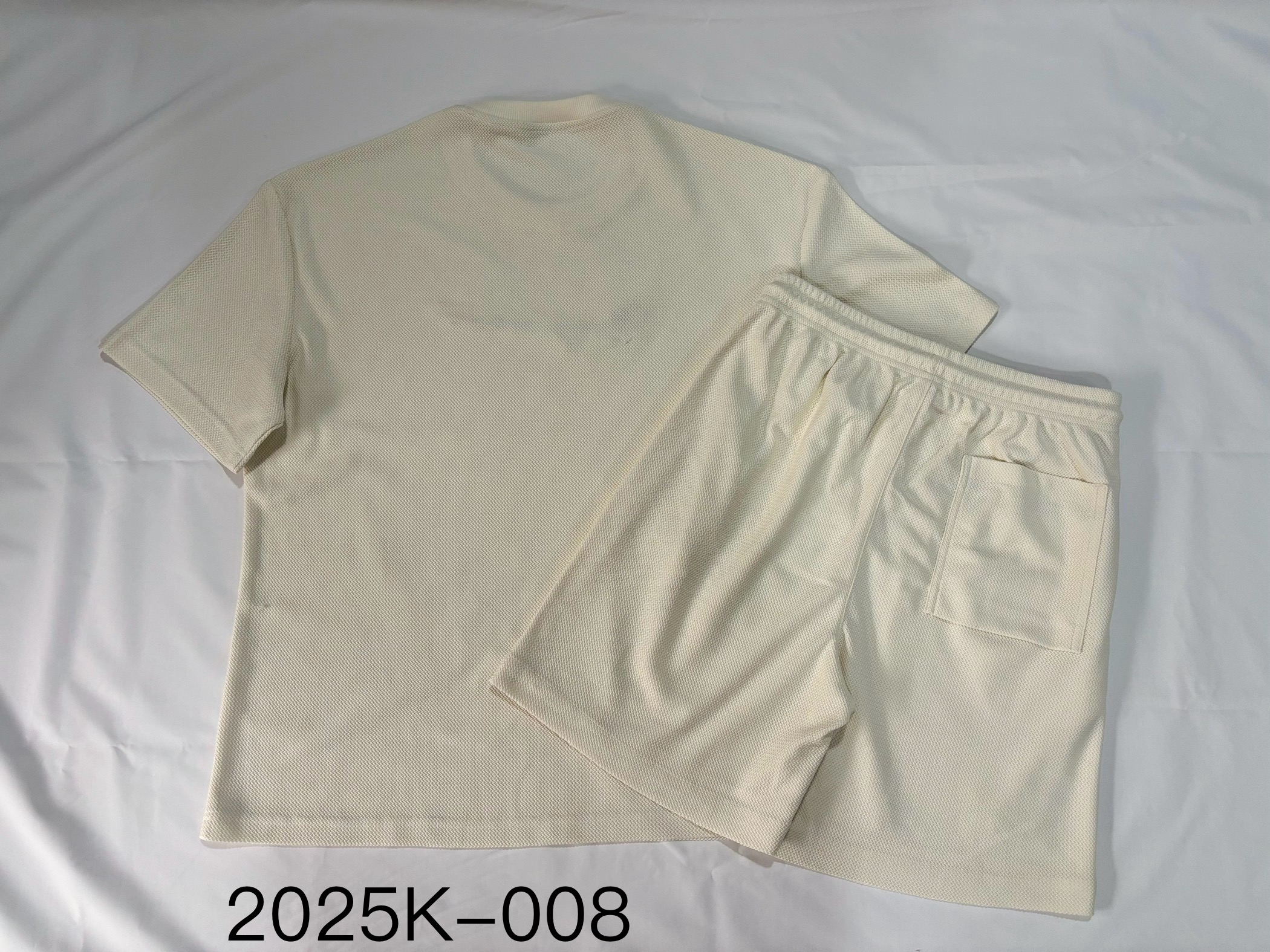 Men's Knitted Casual Suit Set - T-shirt and Shorts