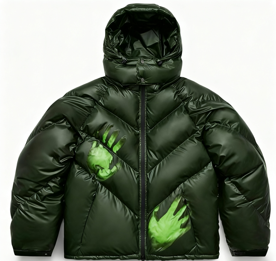 Green thermochromic men's cotton-padded jacket