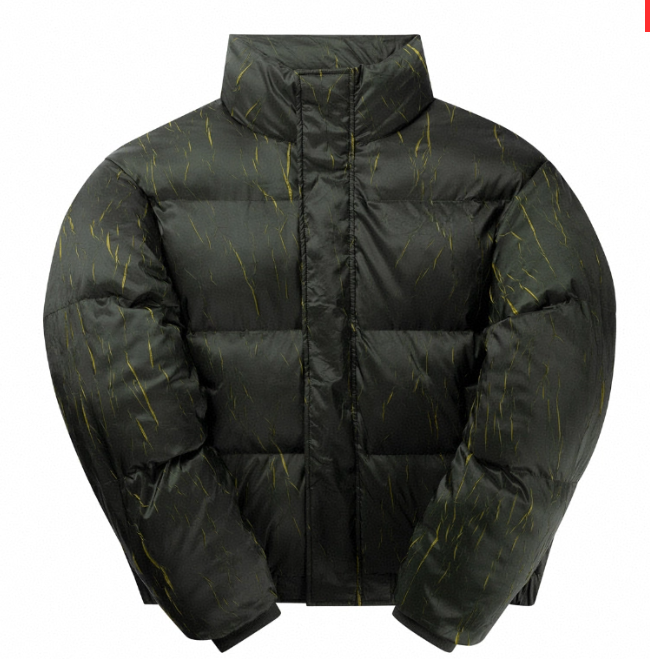 Black men's crack print short down jacket