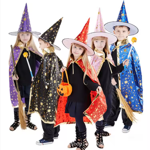 Halloween Magic Cloak Dress Up Costume with Hat