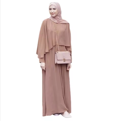 Elegant Abaya Women Muslim Double-Layer Cape Dress
