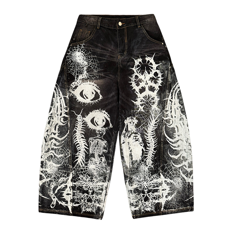Gothic Style Print Jeans Pants for Men