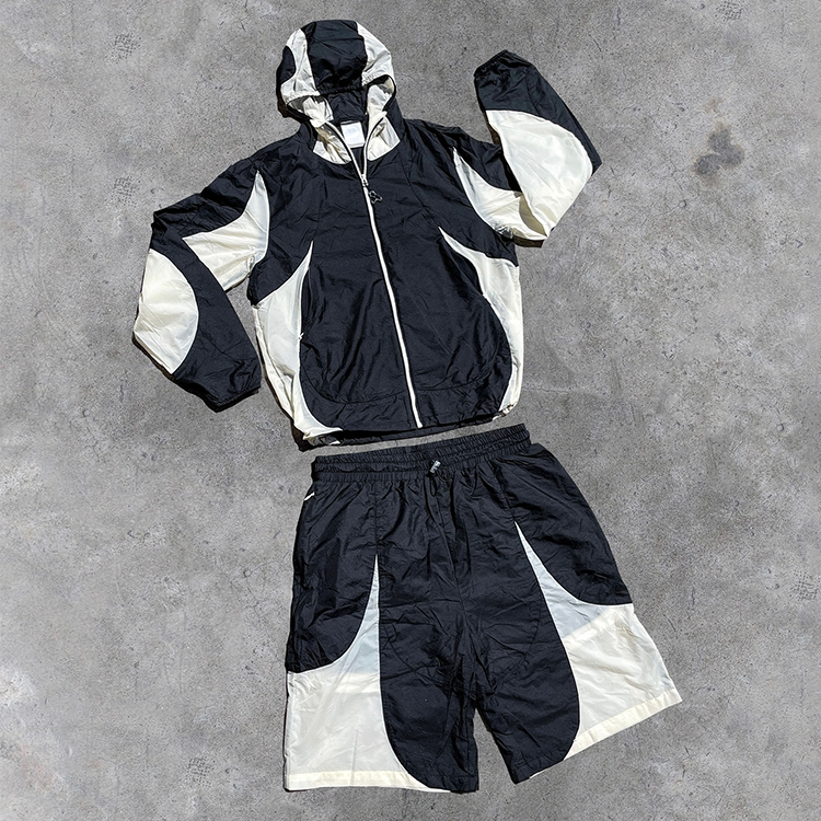 Men's Color Blocking Zip-Up Hoodie and Shorts Set