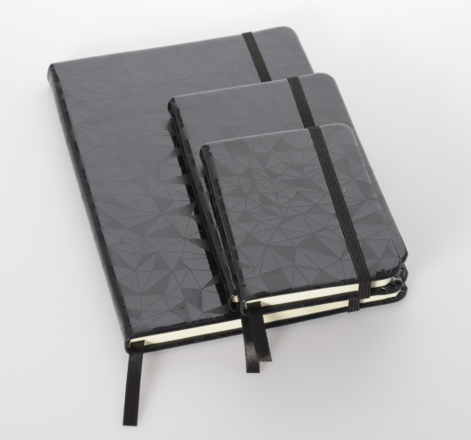Fashion PU Round Corner Hardcover Notebook with Ribbon and Elastic Belt
