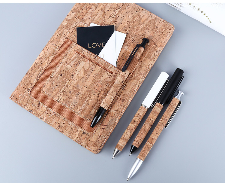 Wood Grain PU Leather Metal Ballpoint Pen