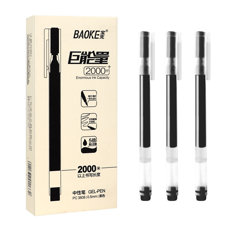 PC3808 Jumbo Capacity Gel Pen, 0.5mm, Transparent, Black/Blue/Red Ink