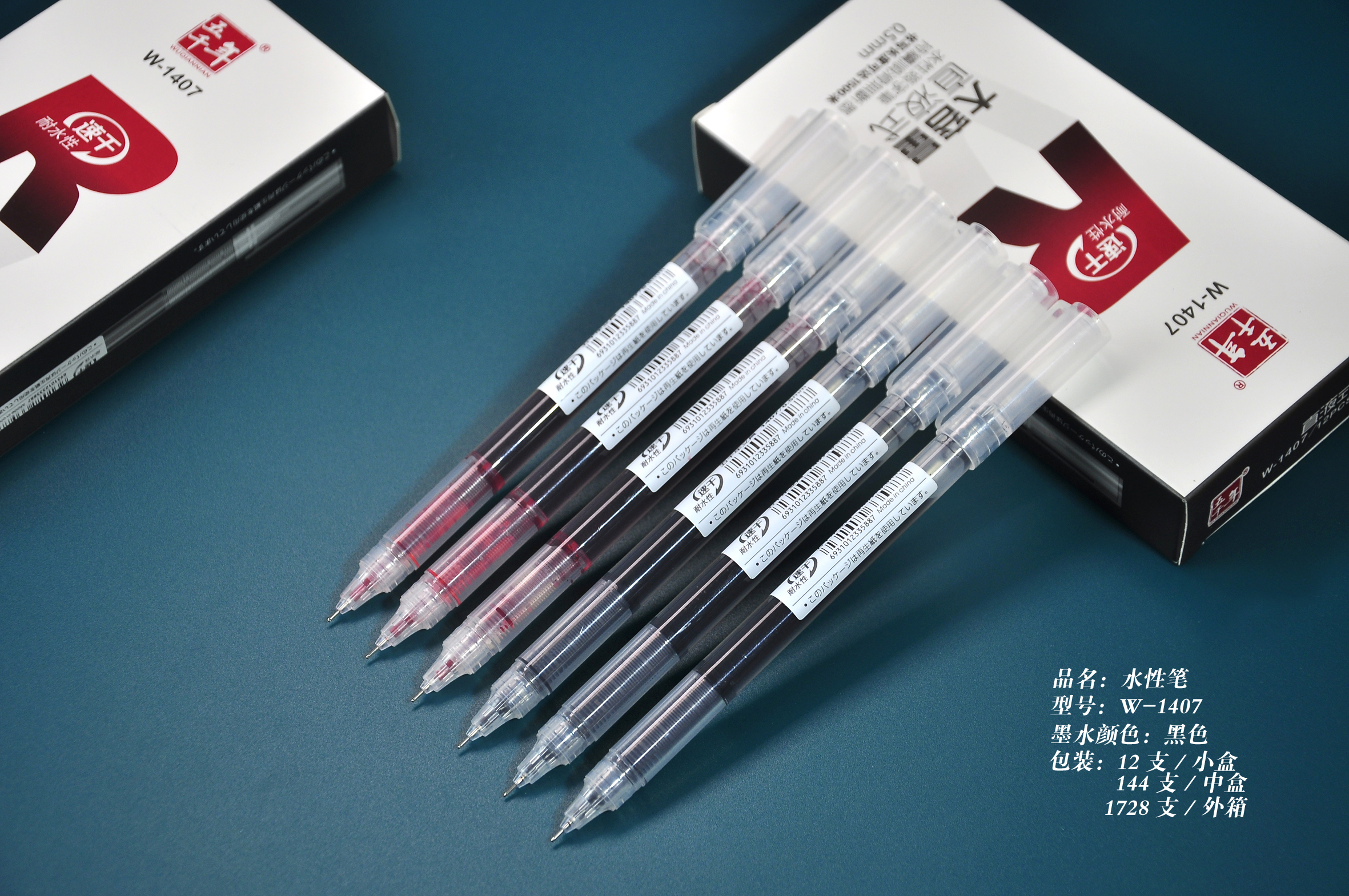 Gel ink pen W-1407 with rubber finish and metal design