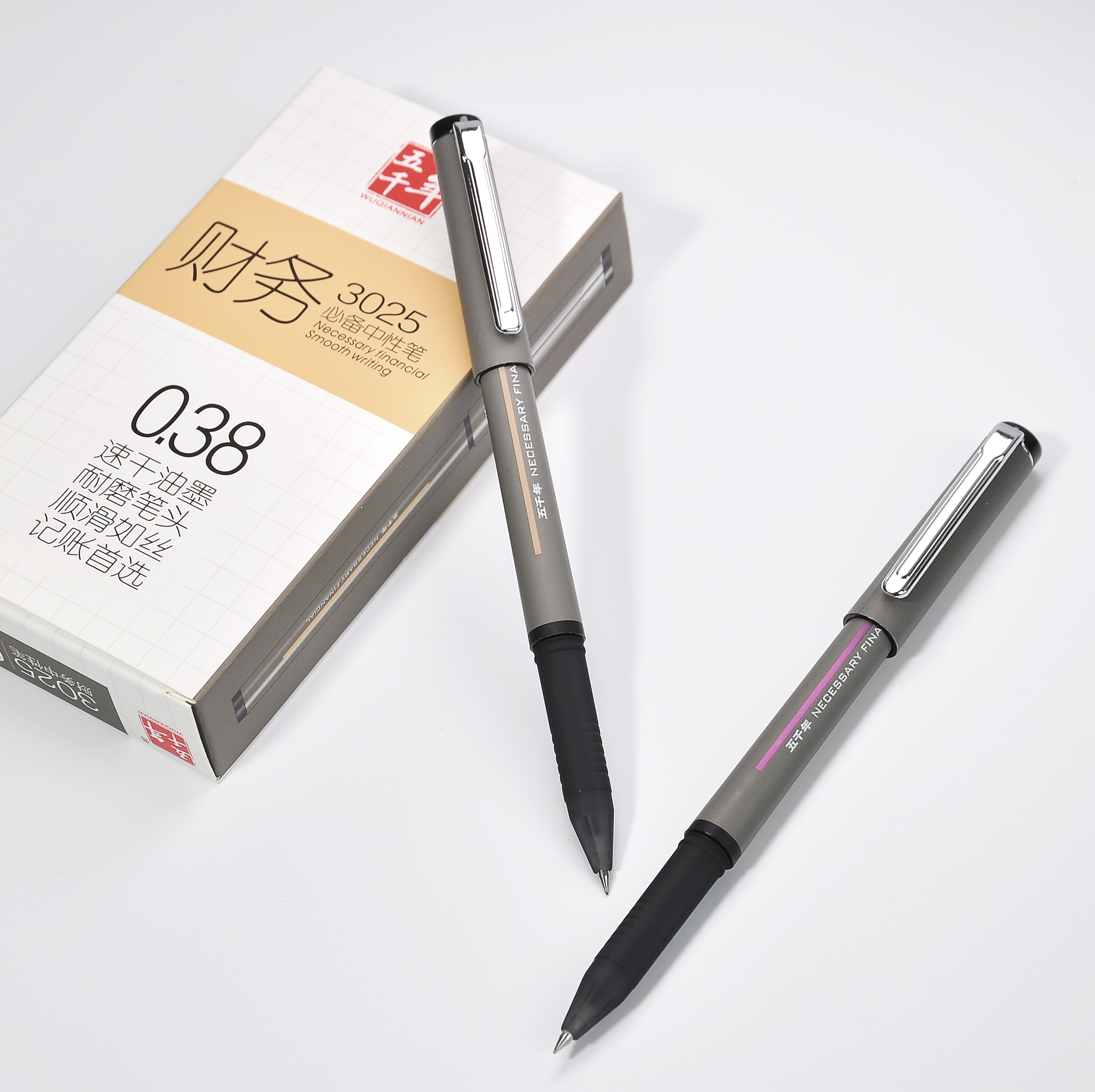 0.38mm Gel Ink Pen W-3025 with Rubber Finish and Metal Design