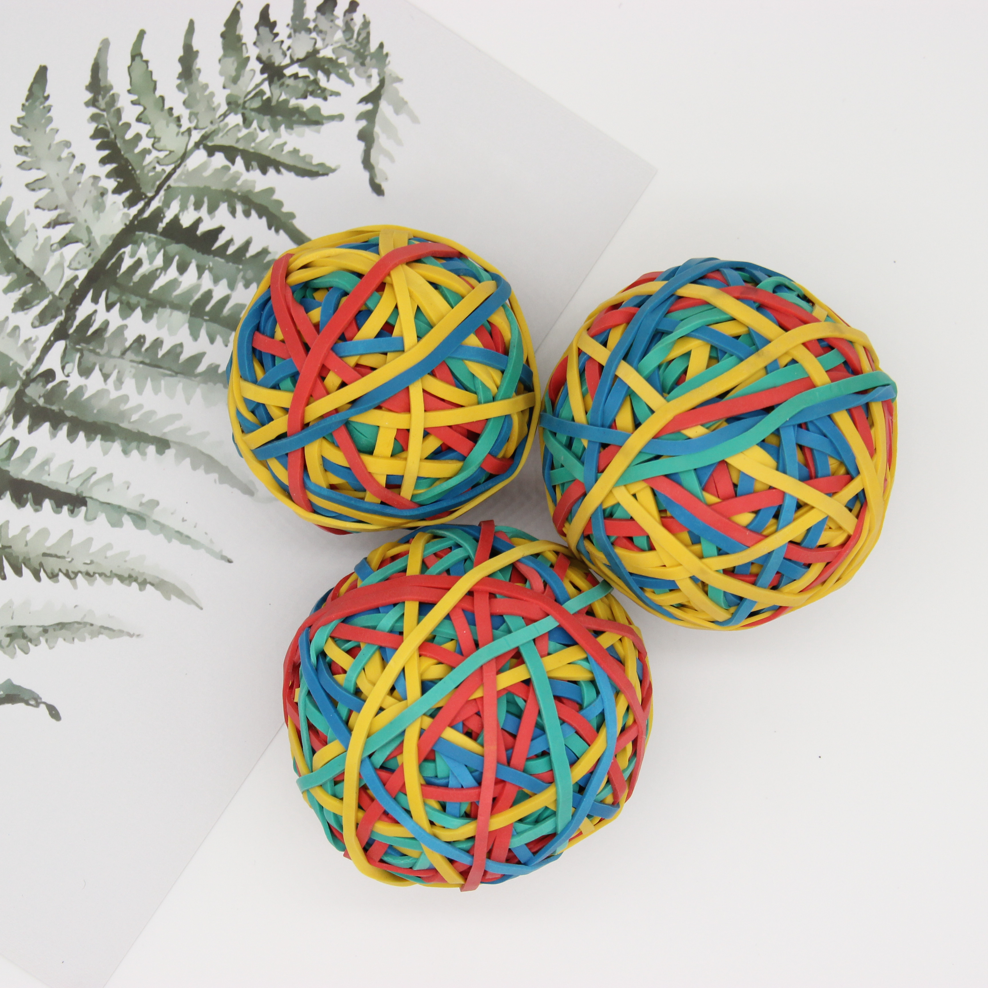 Colorful Natural Rubber Band Ball, 70mm Diameter