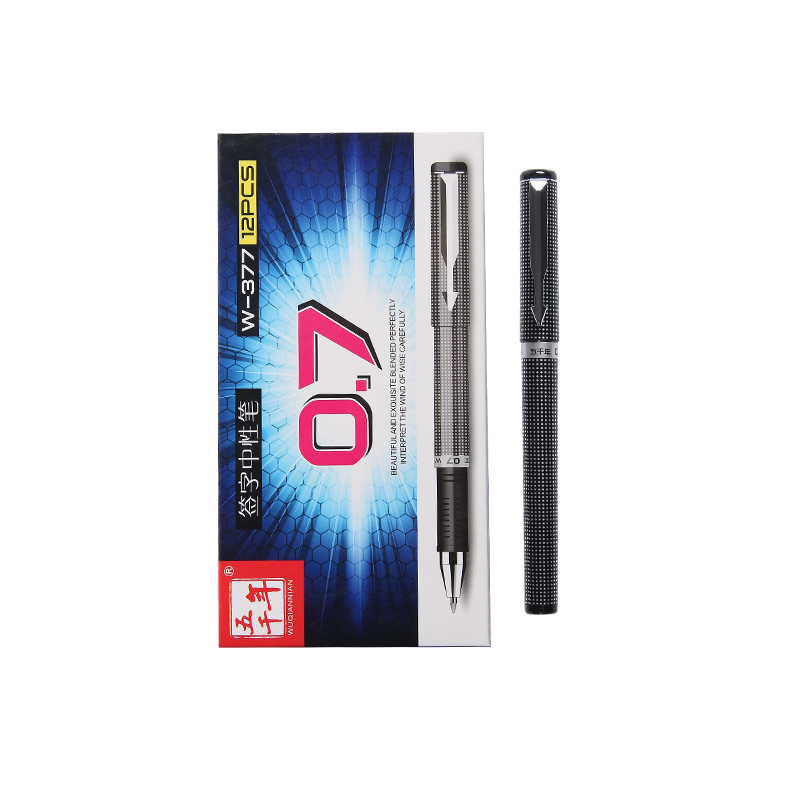 Gel ink pen W-377 with rubber finish and metal design