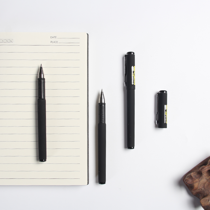 Gel Ink Pen with Rubber Finish and Metal Design