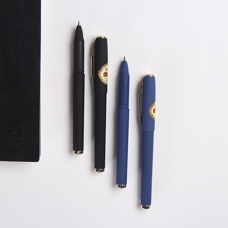 Gel Ink Pen with Rubber Finish and Metal Design