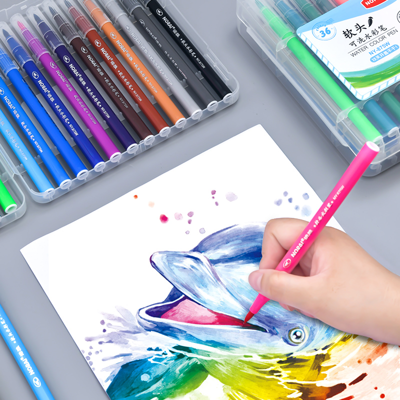 Washable Watercolor Pen with Brush Nib, No Drying for 15 Days Without Cap