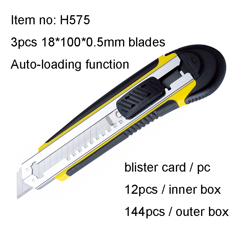 18mm Utility Cutter Knife with 3 Blades and Autoloading Function