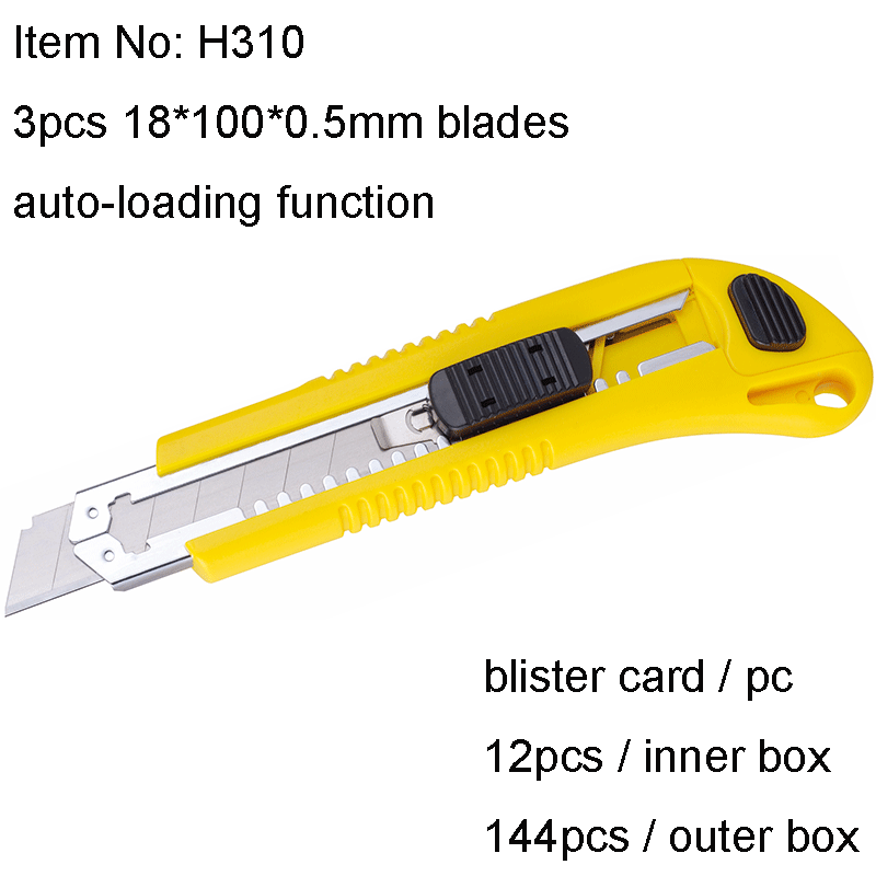 18mm Utility Cutter Knife with 3 Blades and Autoloading Function