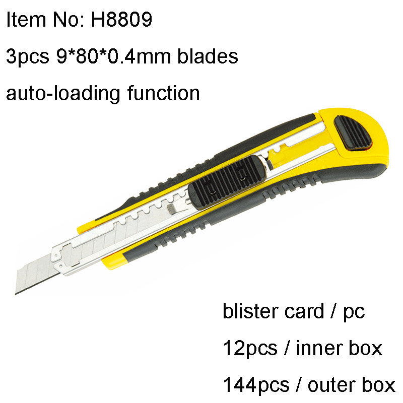 9mm Utility Cutter Knife with 3 Blades and Autoloading Function