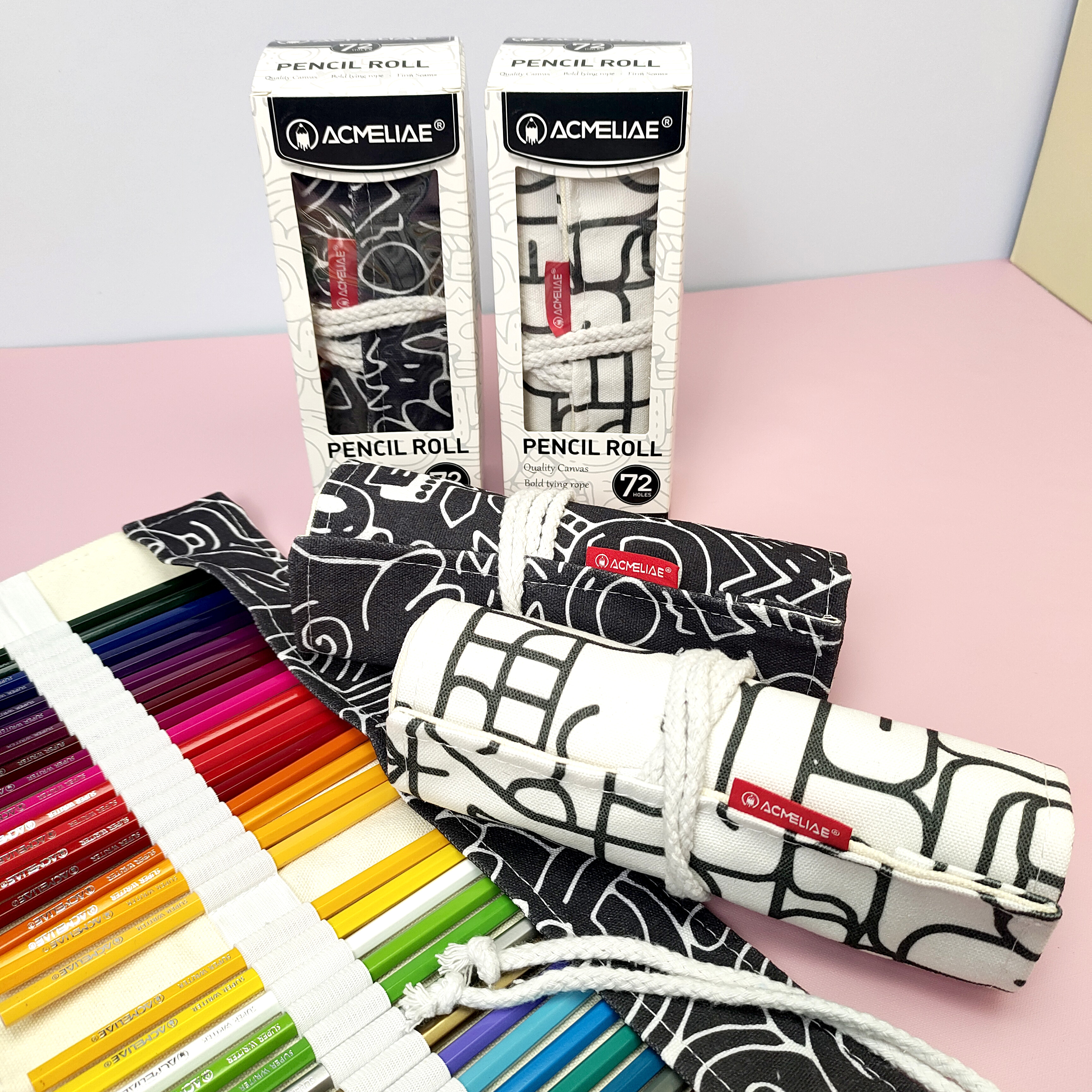 Cotton Printing Pencil Roll Wrap - Available in 36, 48, or 72 Pencil Capacity