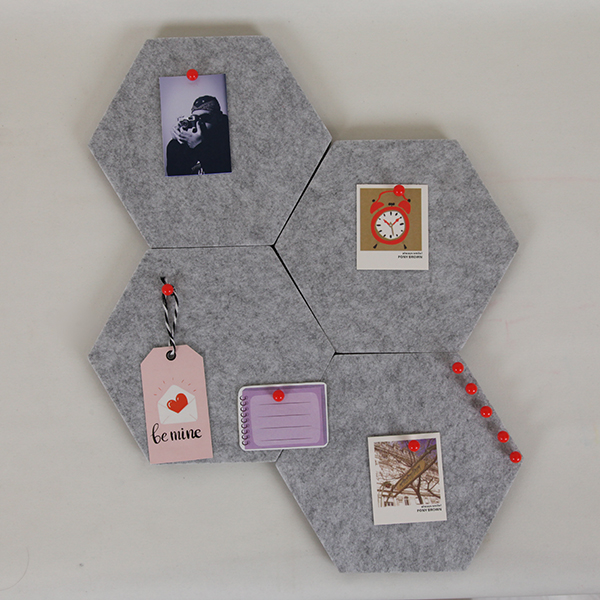 Hexagon Felt Bulletin Boards, Grey Fabric Pin Board, Wall Notice Board