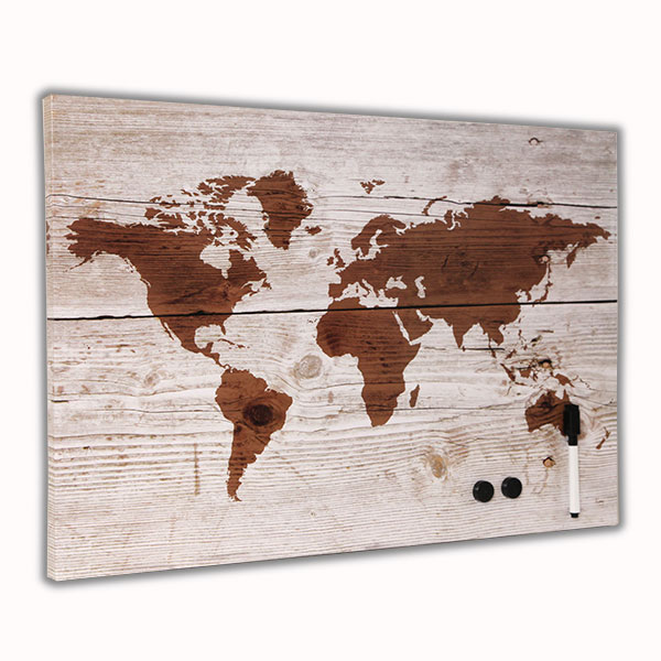 Decorative World Map Dry Erase Memo Board