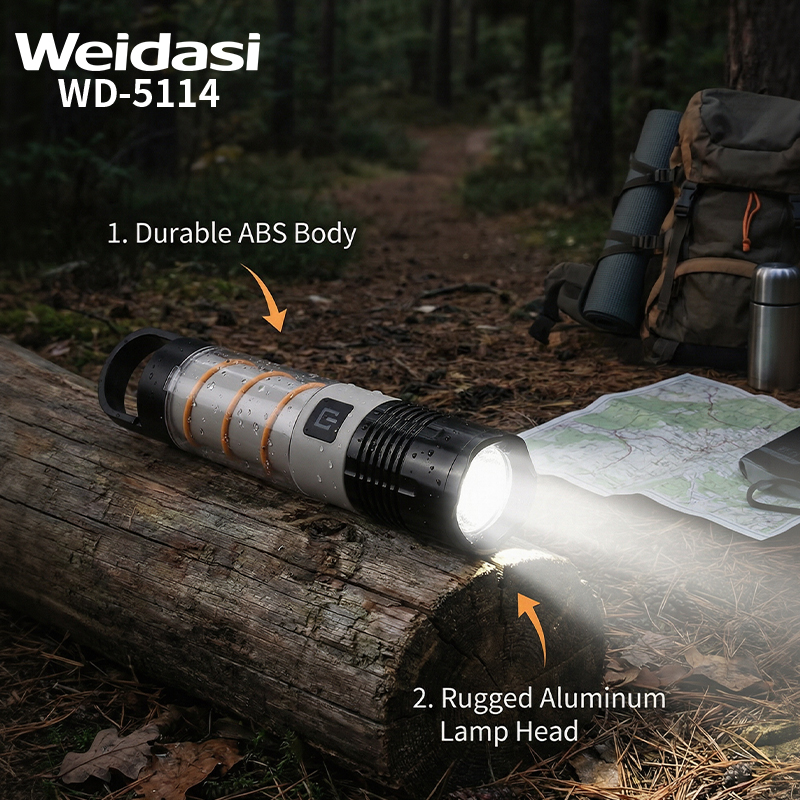 USB Rechargeable Telescopic Zoomable LED Flashlight with Power Display