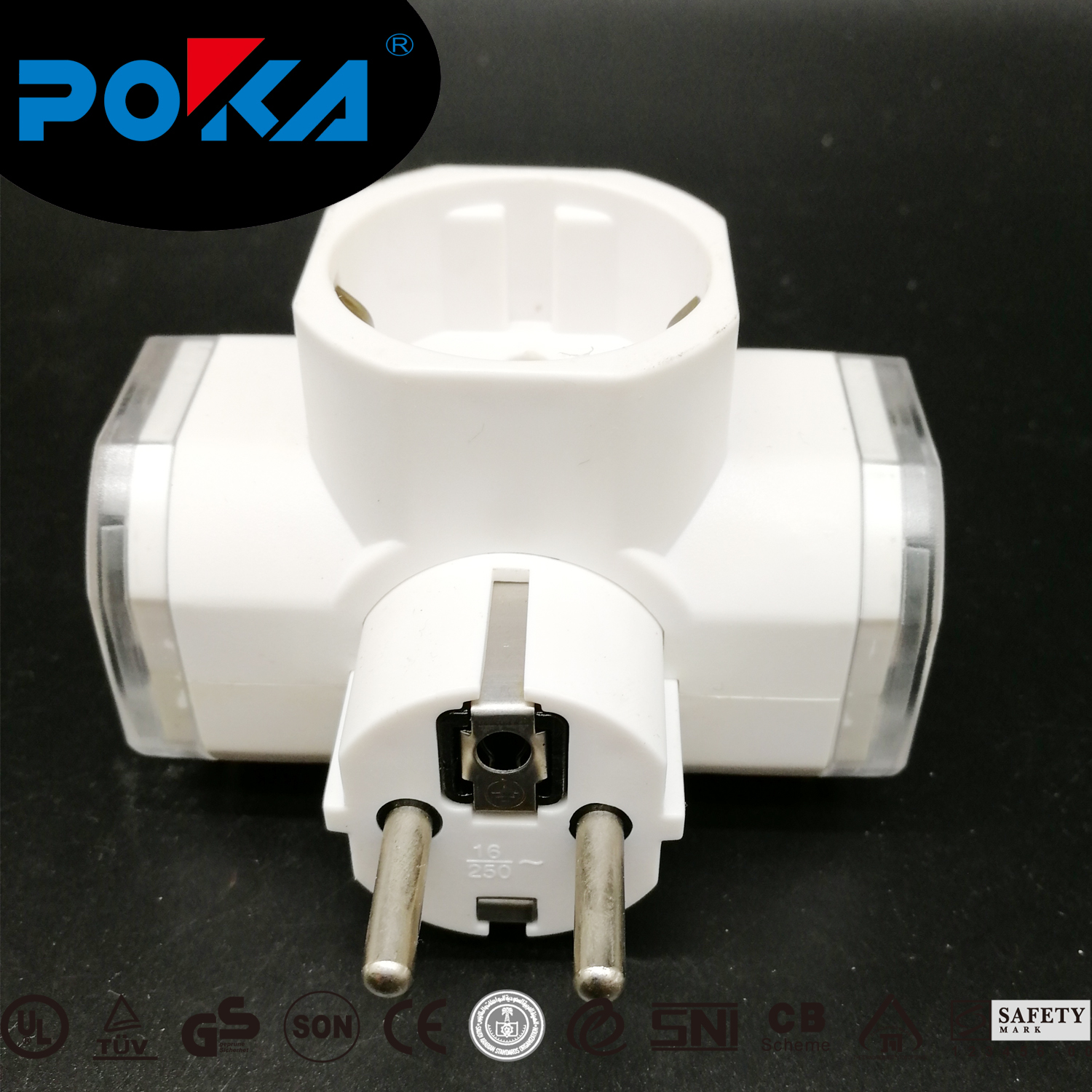 EU Type Travel Adaptor with Main Switch and Light