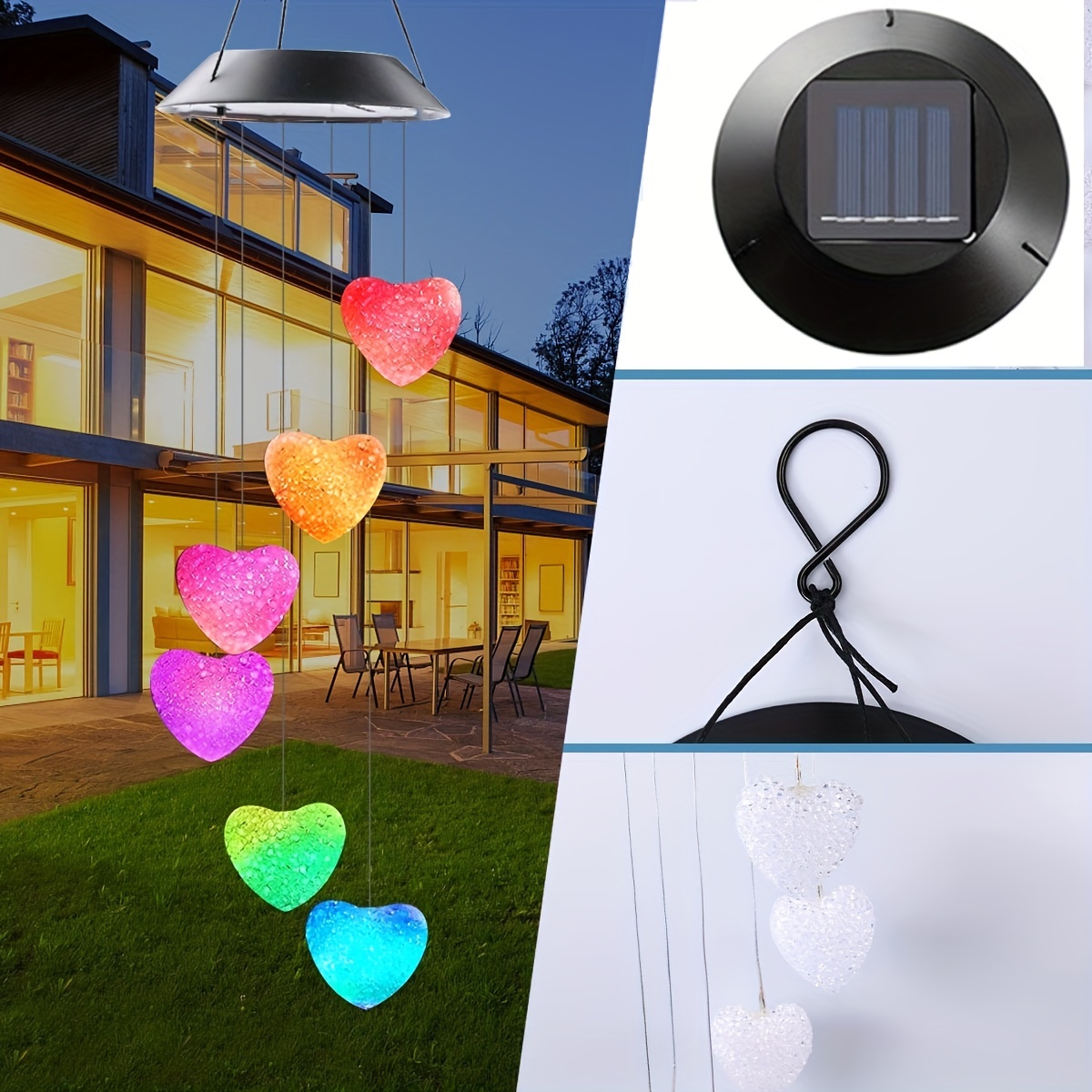 Solar LED Love Wind Chime Garden Lawn Lamp