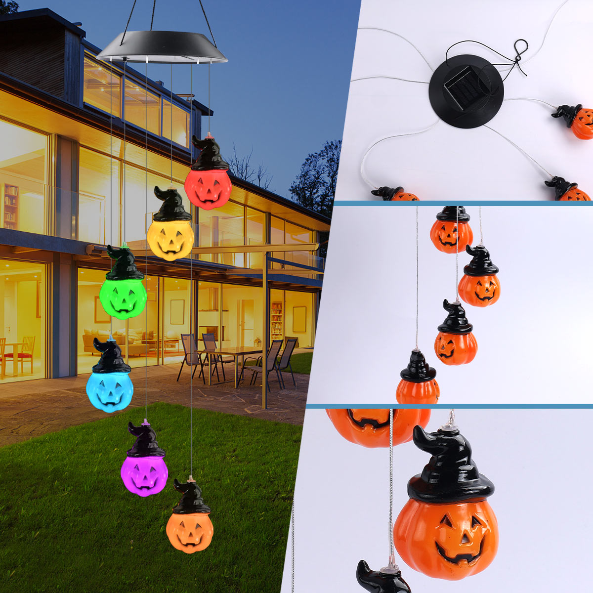Solar Garden Lamp String with Wind Chime