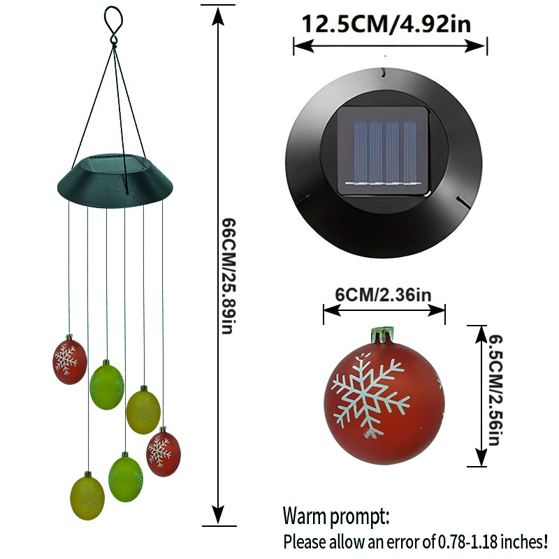 Solar LED Snow Ball Garden Lamp with Wind Chime