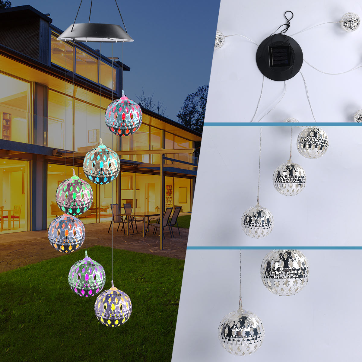 GANGES SA Solar Garden Lamp with Color-Changing Wind Chime