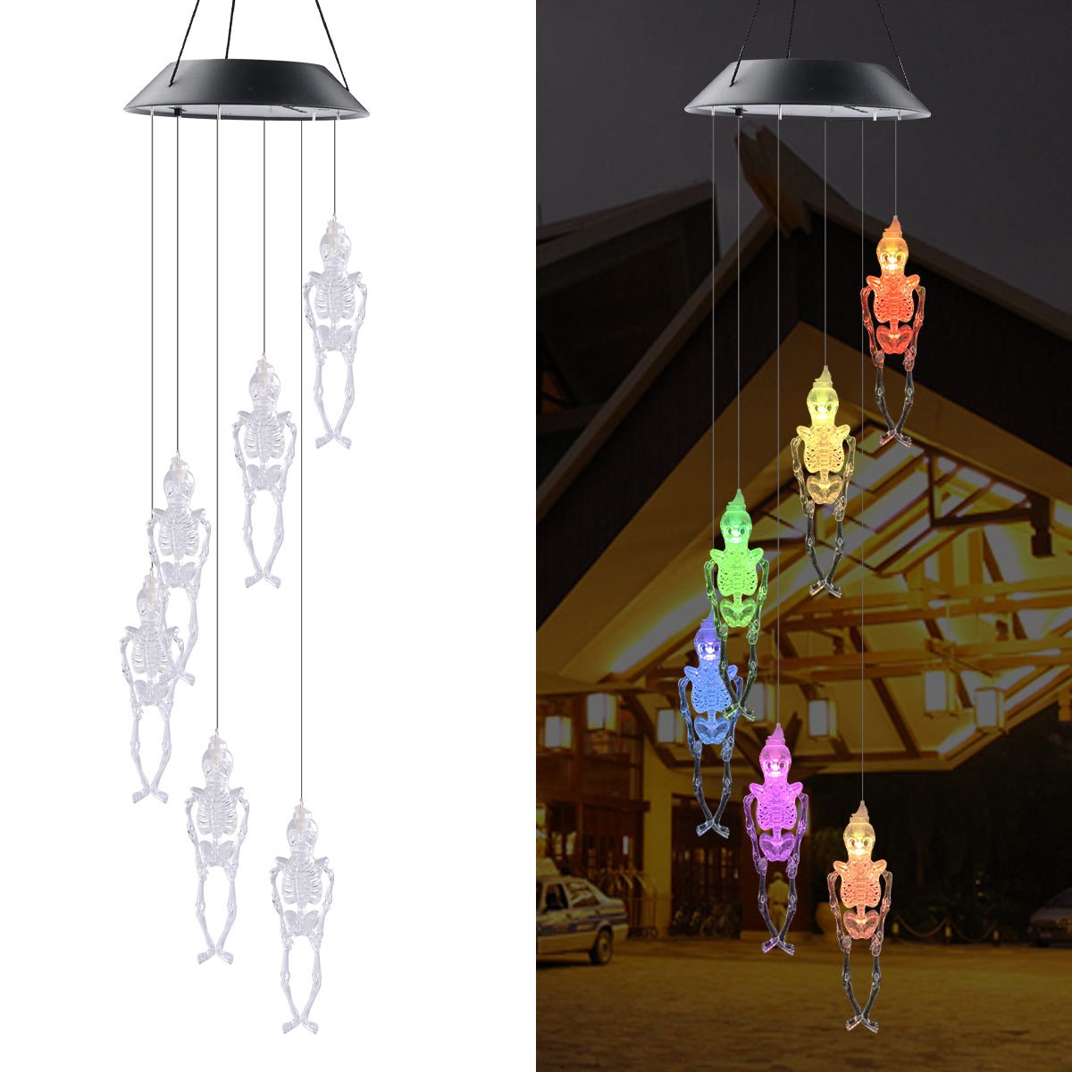 Solar Wind Chime Lamp with Color Changing LED