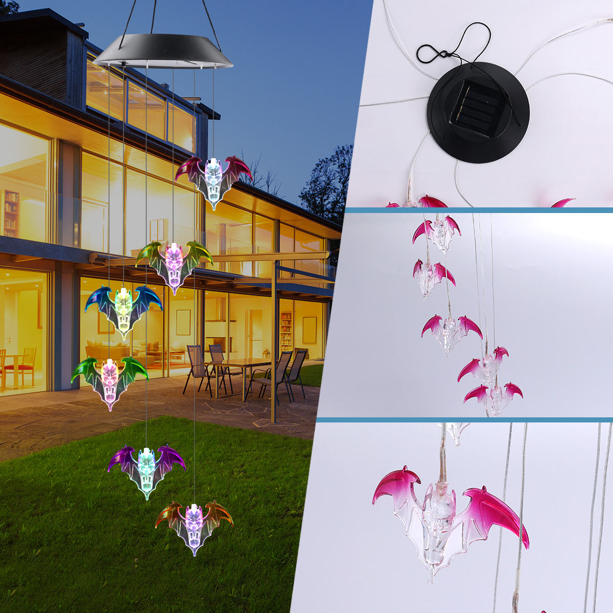 Solar Bat Wind Bell Light - Outdoor Decorative Lamp