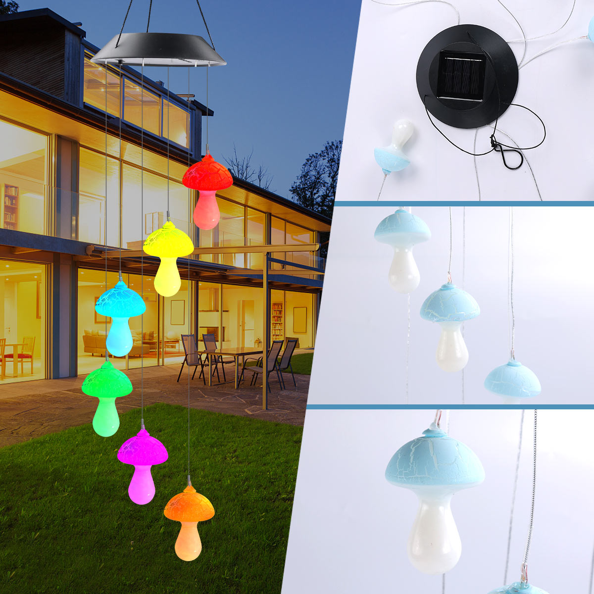 Solar Mushroom Wind Chime Light