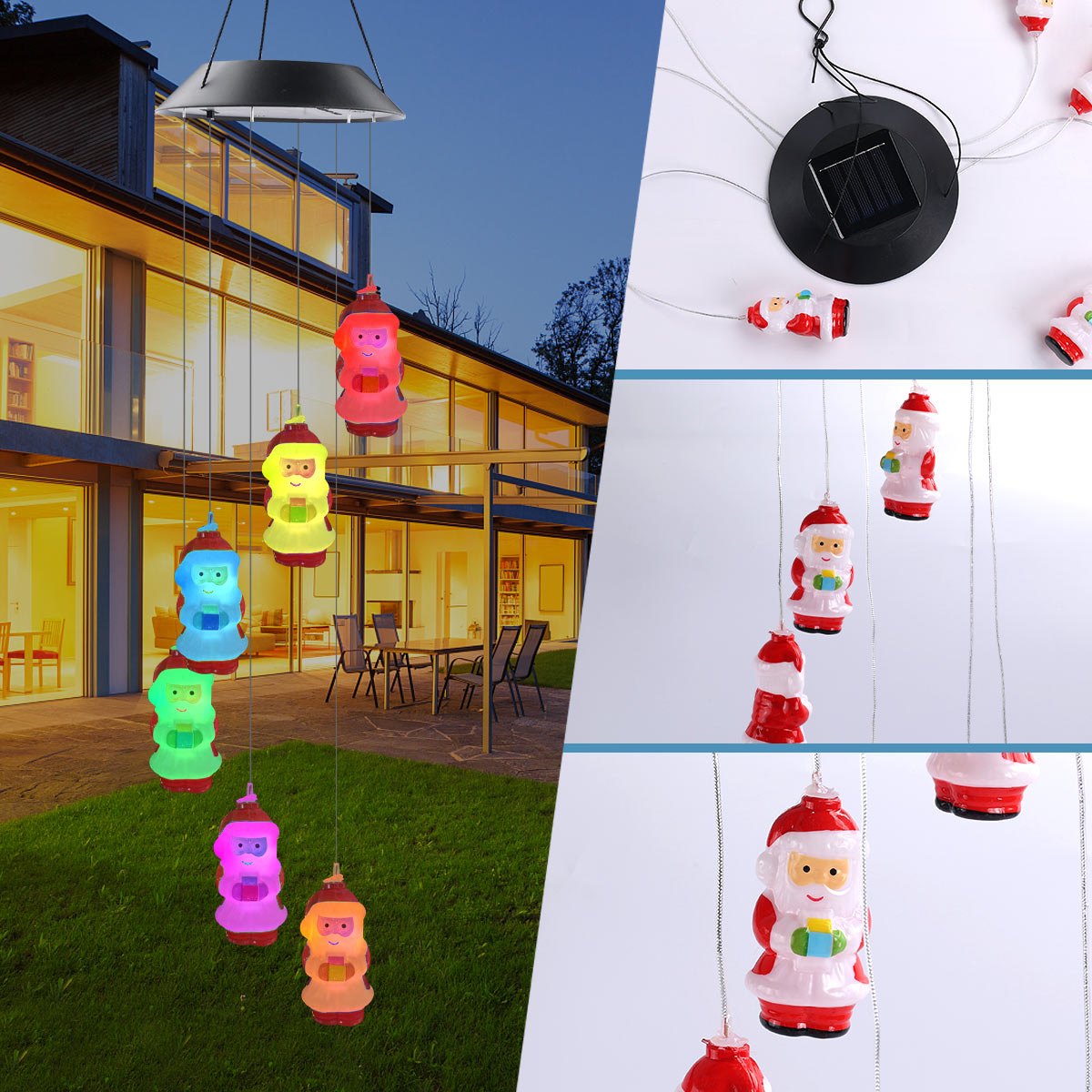 Ganges SA Solar Rotating Wind Bell String Lights for Outdoor Garden Use
