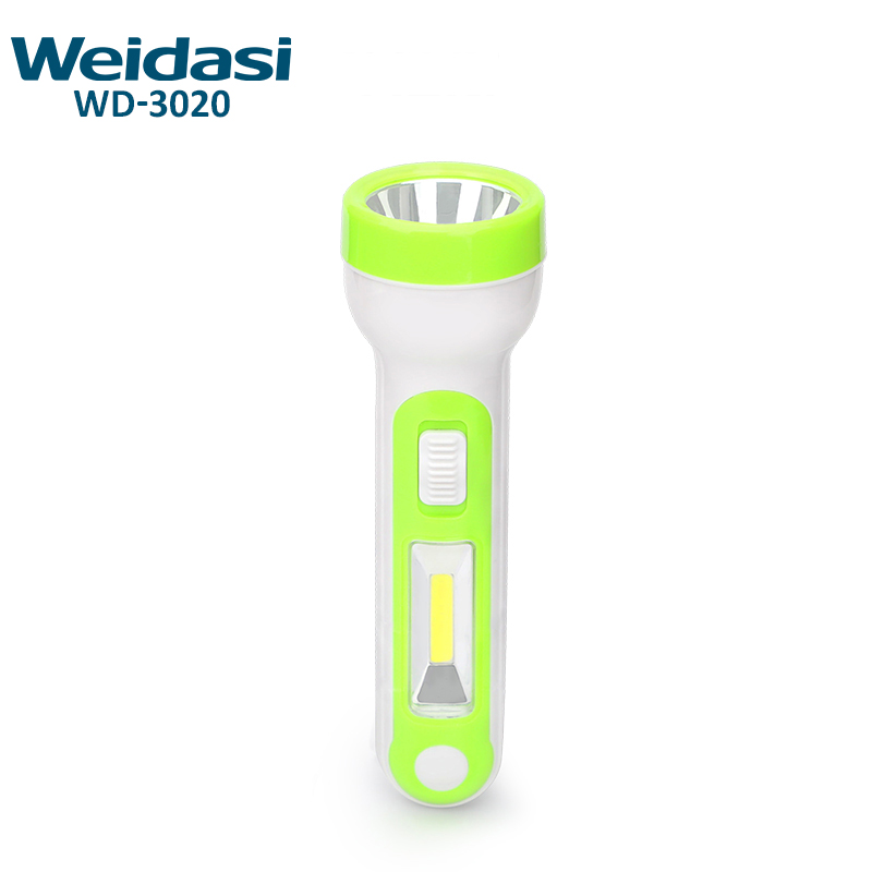 Rechargeable Lithium Battery Handheld LED Flashlight with COB Torch