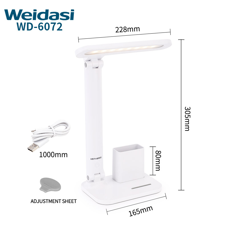 Rechargeable LED Desk Lamp with Pencil Holder and USB