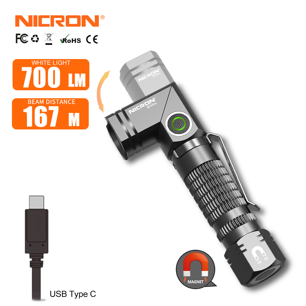 NICRON B74pro Mini Rechargeable Twist Flashlight