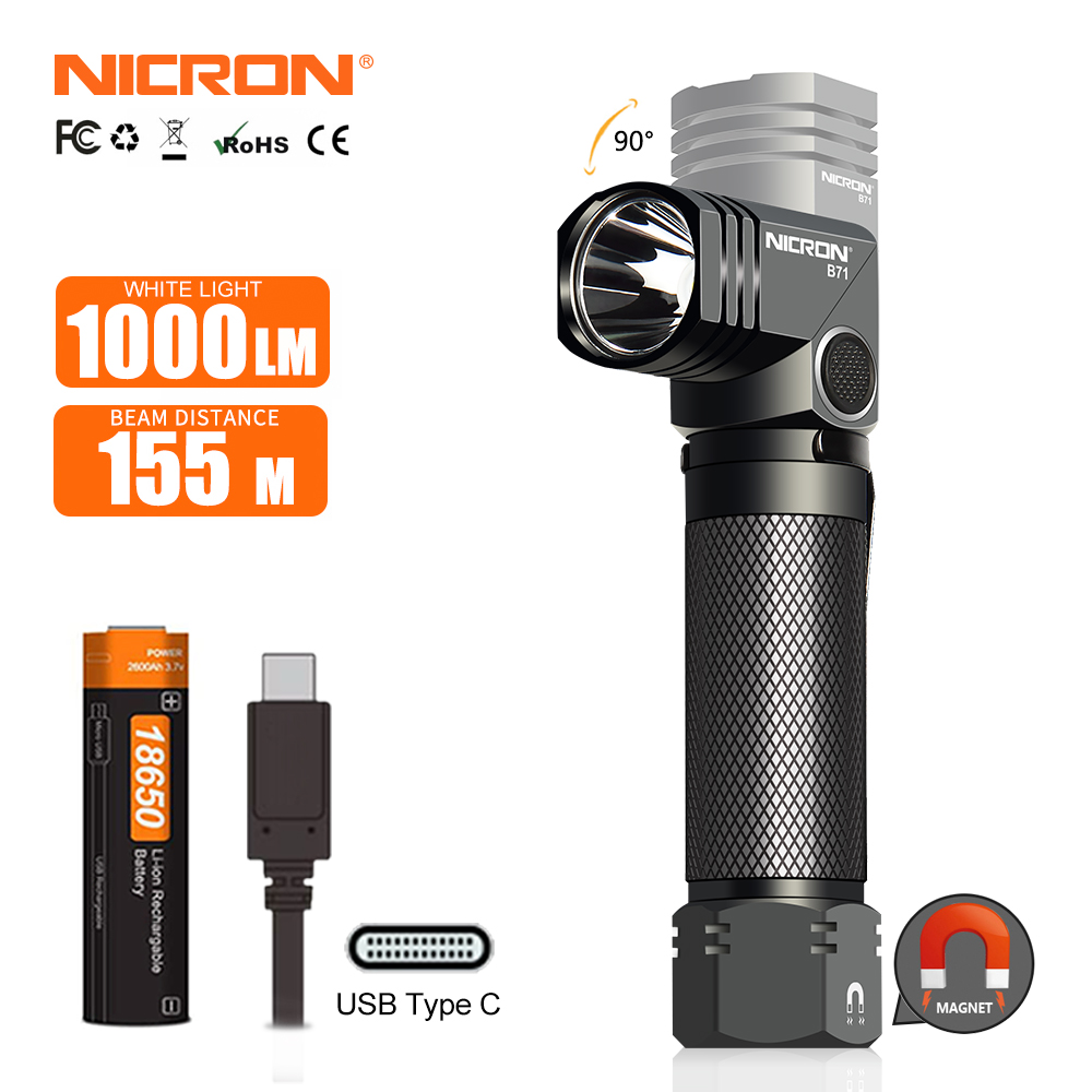 NICRON B71 Twist Rechargeable Flashlight
