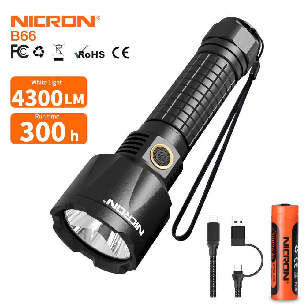 NICRON B66 Rechargeable High-Performance Flashlight