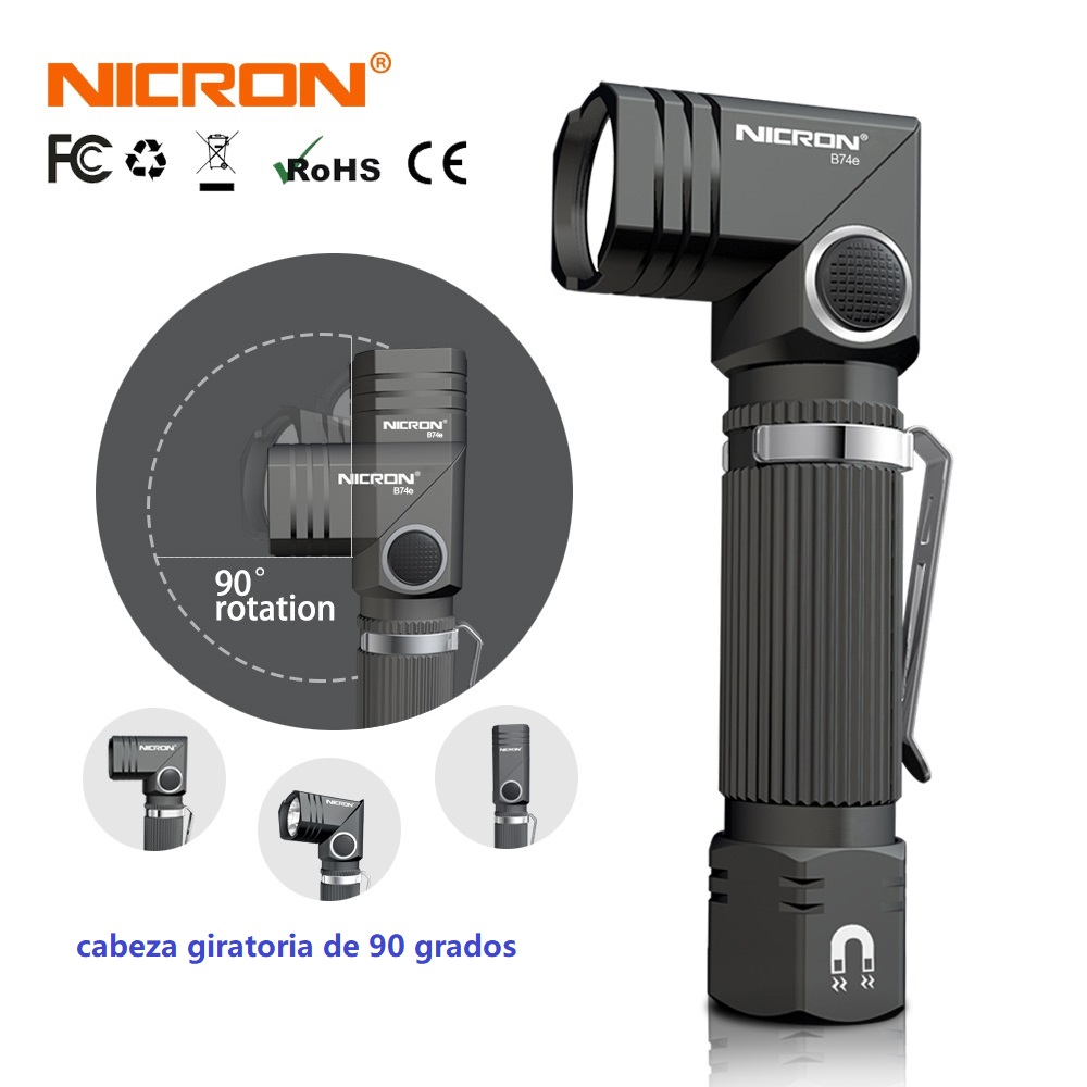 NICRON B74e Dual Fuel 700LM 7W Mini Rechargeable Twist Flashlight