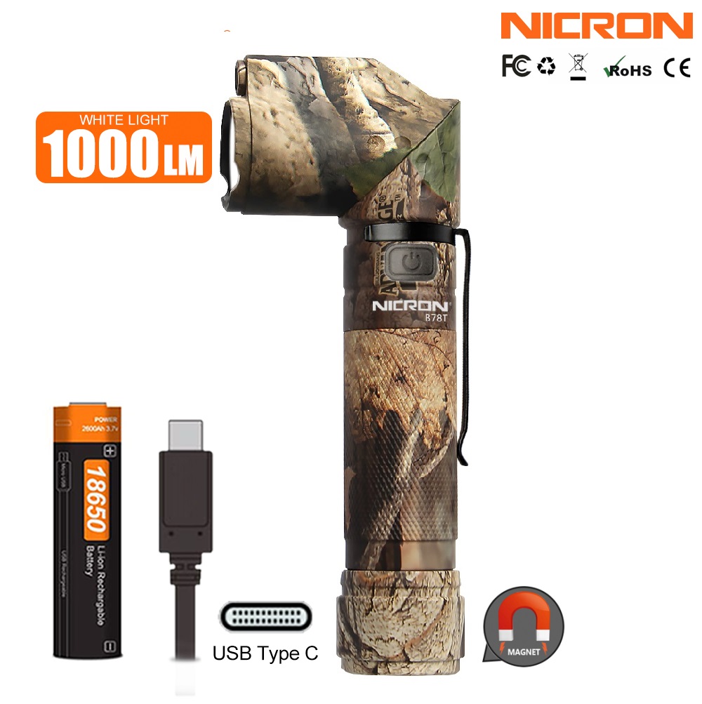 NICRON B78T Rechargeable Twist Laser Flashlight with Red and Green Light
