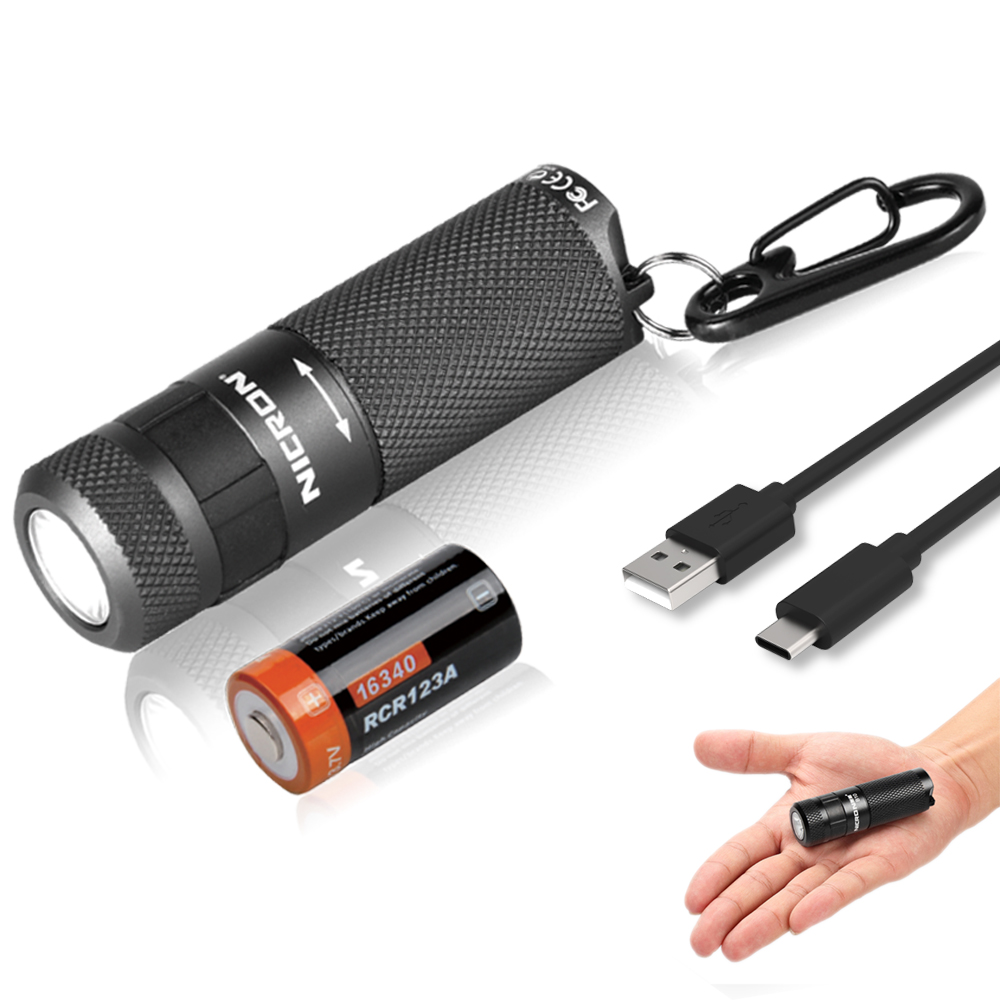 NICRON B10 Rechargeable EDC Keychain Flashlight with White, Red, and UV Light