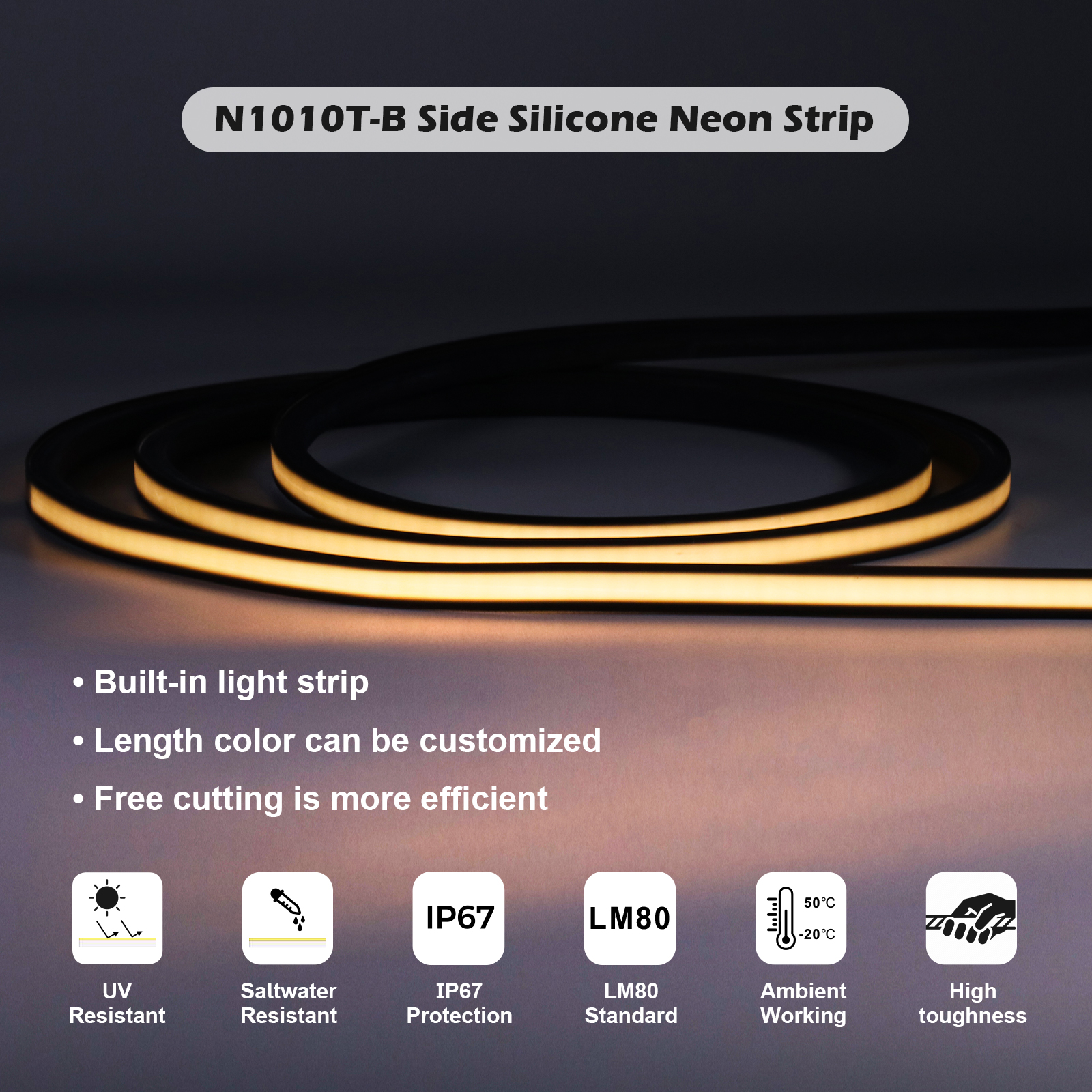 FC-N1010T-B Black LED Neon Flex Top Luminous