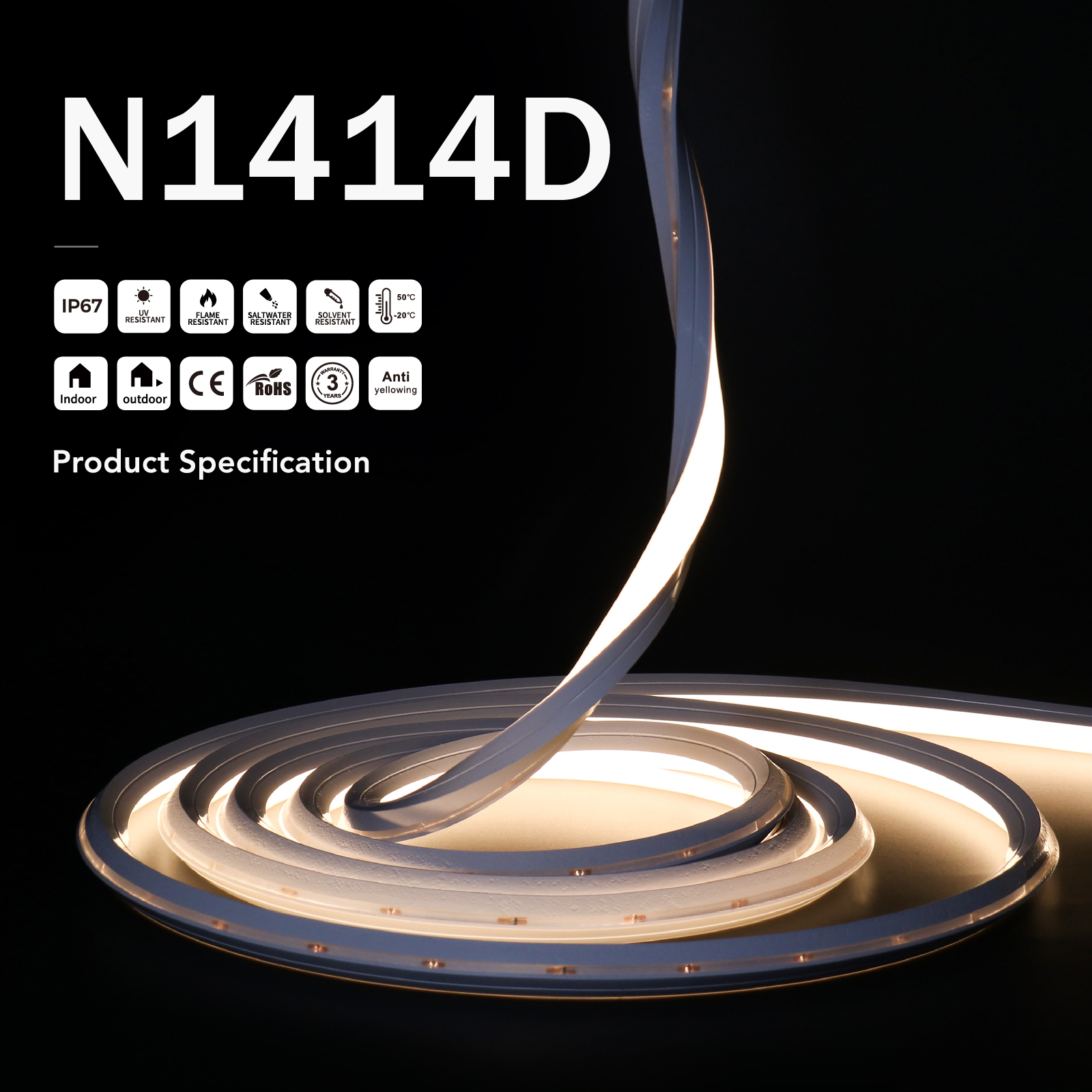 N1414D 3D Top and Side Luminous LED Flex Neon Light