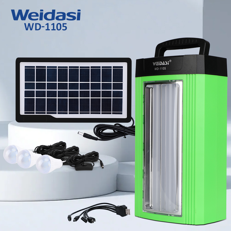 Small Camper Solar Lighting System with Solar Panel and Three Bulbs