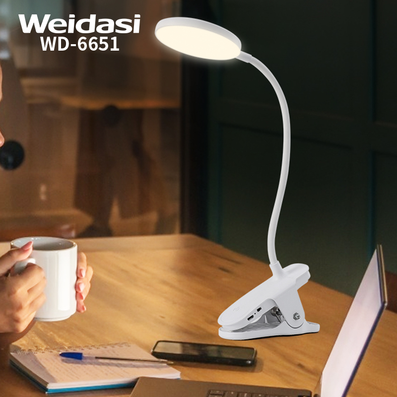 Rechargeable LED Clamp Desk Lamp with USB Charging Port