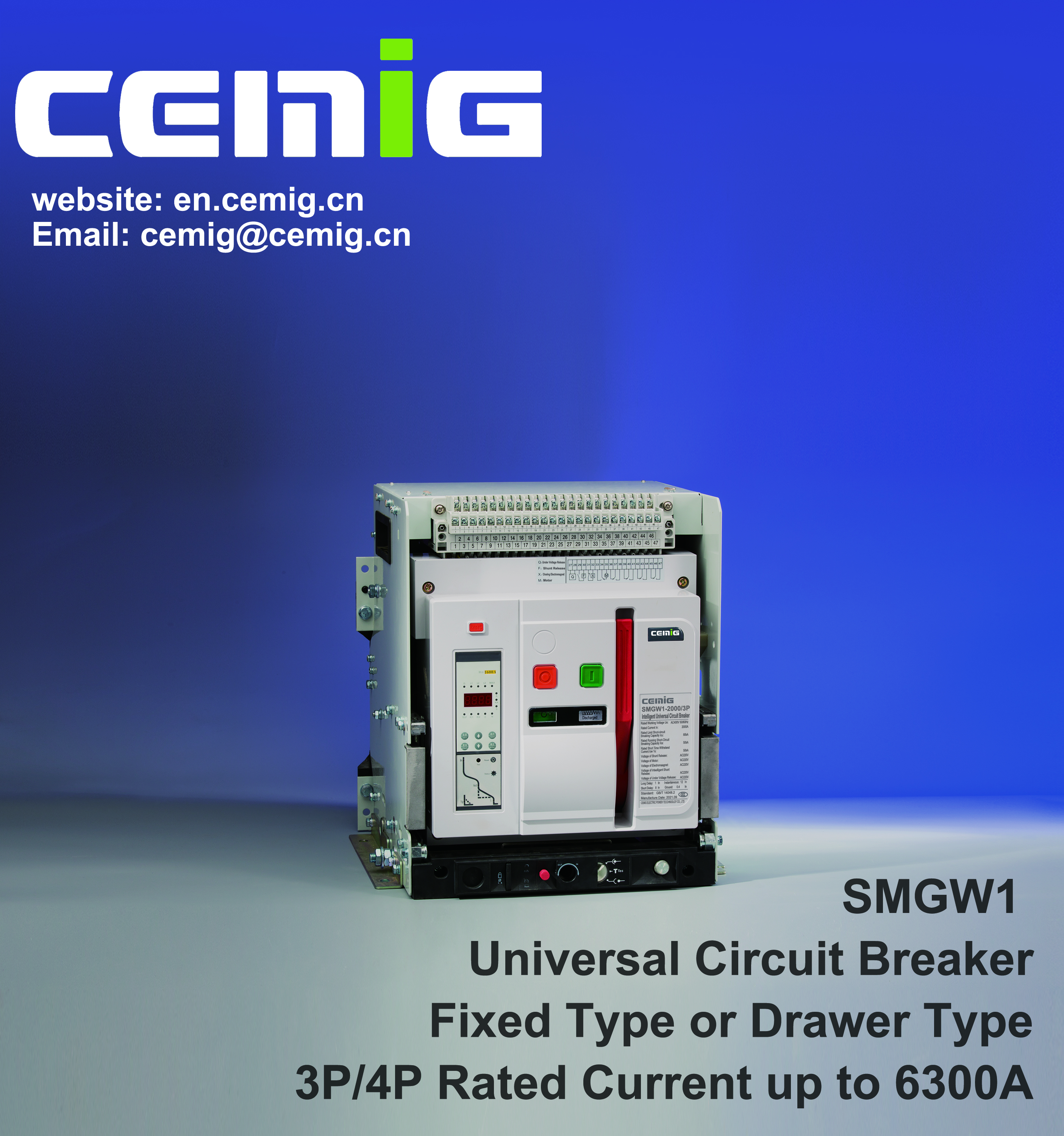 CEMIG SMGW1 Series Universal Air Circuit Breaker ACB 630-3200A
