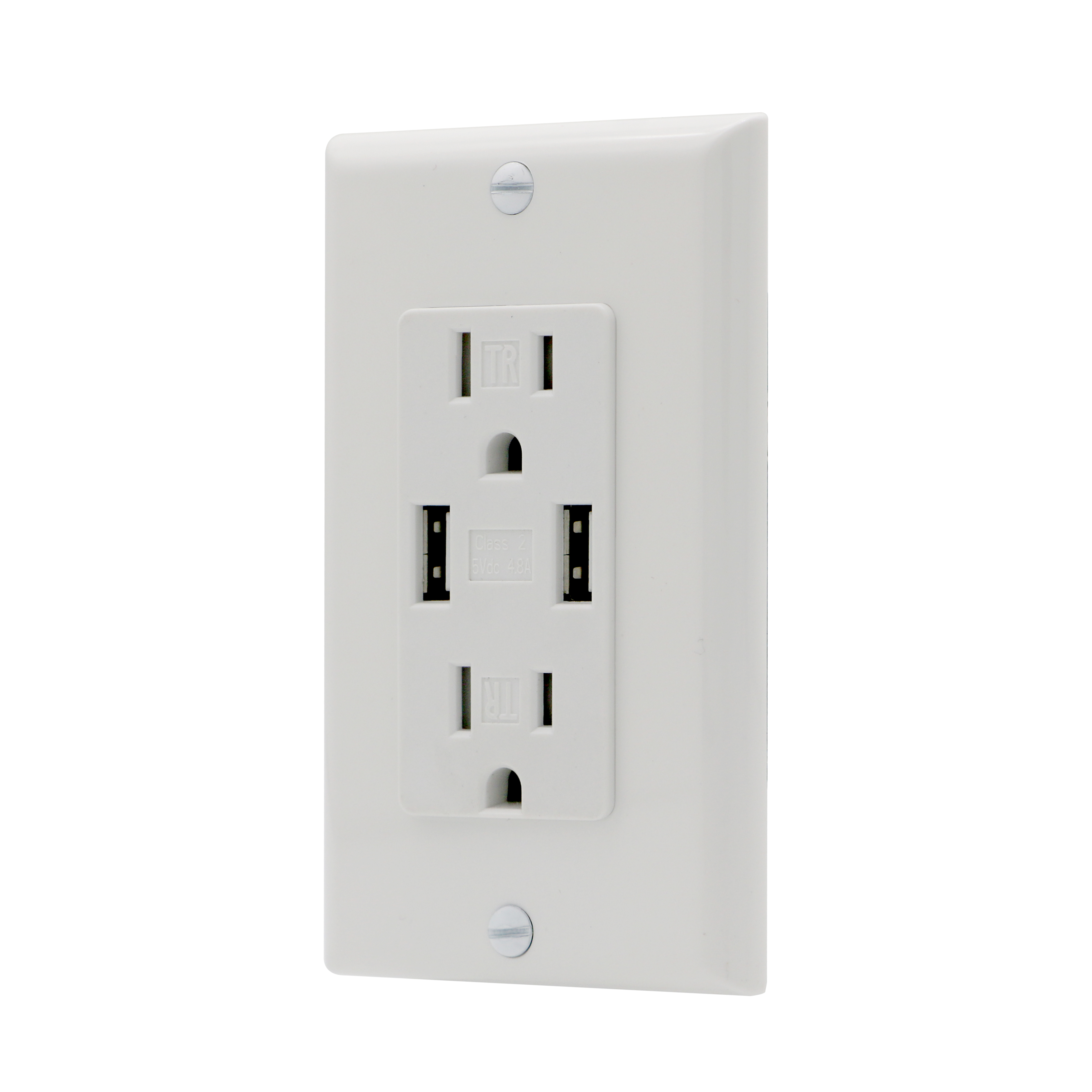 Receptacle with USB and plate