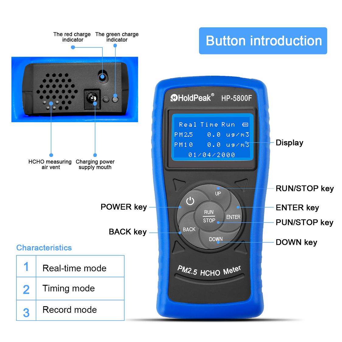 Digital HCHO PM2.5/10 Detector Air Quality Tester