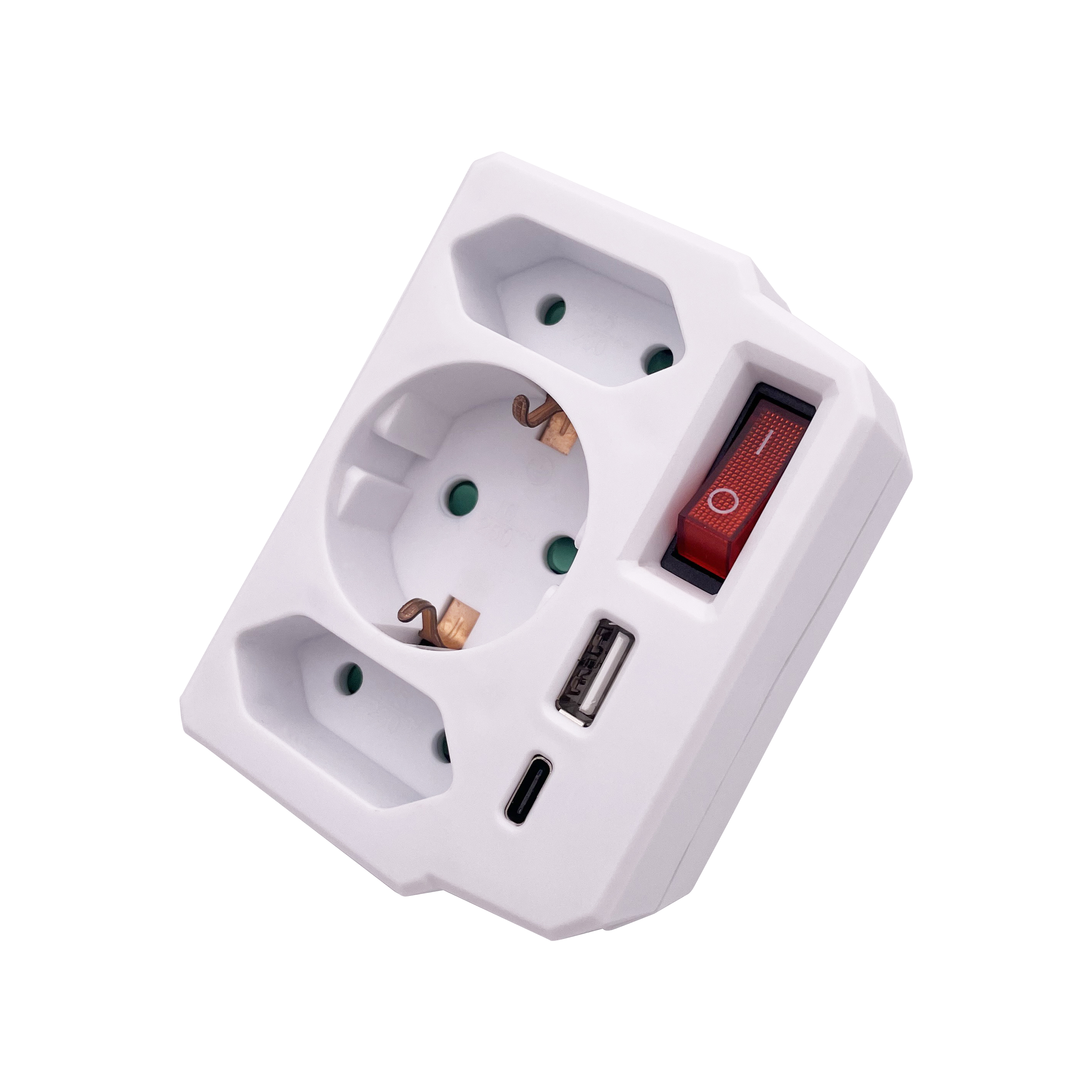 SHIQIONG Plug Adapter with Switch and USB-A/USB-C Ports